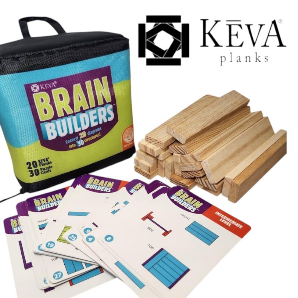 KEVA Brain Builders Puzzle Brain Teasers Challenges Logic Games Building Blocks